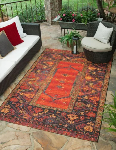 Vista 9 de Unique Loom Colección Outdoor Tribal - Alfombra Quepos (4' 1" Octógono Multi/Negro)