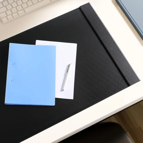 Vista 4 de Protector de escritorio de cuero de 30 x 18 pulgadas con rieles laterales para escritura, protector de escritorio ejecutivo para oficina, hogar