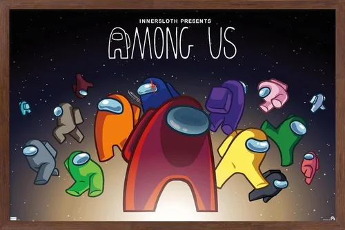 Vista 10 de Among Us - Póster de pared espacial, 22.4 pulgadas de largo x 14.7 pulgadas de ancho, versión enmarcada de madera de granero Versión enmarcada
