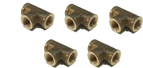 Vista 4 de TEE de latón forjado hembra 1/8" NPT FNPT combustible/aire/agua/aceite/gas WOG (cantidad 10)