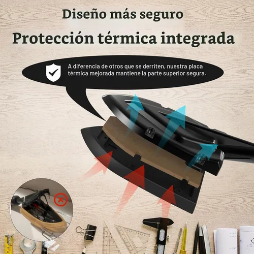 Vista 3 de Plancha de banda de borde con pantalla LCD, ajustable 212-428F (100-220C), soporte de metal, cable de alimentación de 98 pulgadas, 3 calcetines Negro