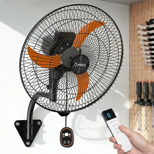 Vista 9 de Amico Ventilador de montaje en pared de 24 pulgadas con control remoto