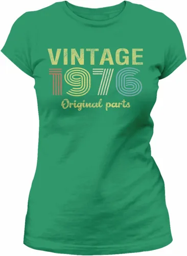 Vista 9 de Regalo de cumpleaños número 50 para mujer, piezas originales vintage 1976 retro cumpleaños, camiseta de cumpleaños 50 Negro-0001
