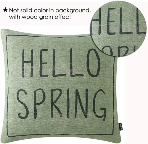 Vista 2 de TRENDIN Hola Spring Fundas de almohada 18.0 x 18.0 in Granja de madera Decoración de Pascua Vacaciones Funda de cojín cuadrada para sofá sofá