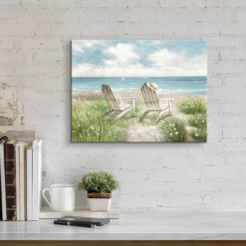 Vista 2 de SD SOFT DANCE Lienzo decorativo para pared de playa, paisaje marino, pintura costera para dormitorio (16 x 11 x 1 panel)