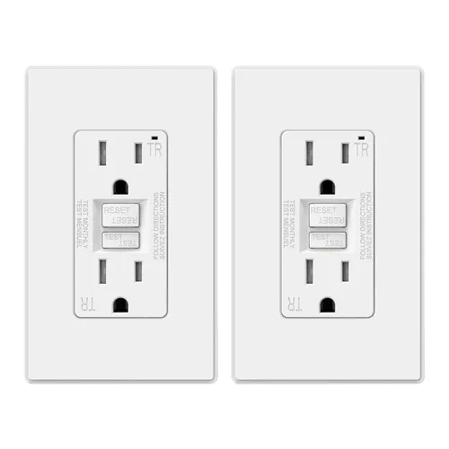 Vista 19 de ELEGRP Toma GFCI de 15 amperios, toma eléctrica GFI de autoprueba con diseño más delgado, receptáculo GFCI resistente a manipulaciones TR