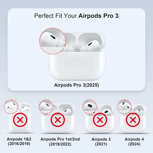Vista 2 de Valkit Funda transparente para Airpods Pro 3 con kit limpiador Funda de TPU suave para Airpods Pro 3 generación Funda protectora a prueba