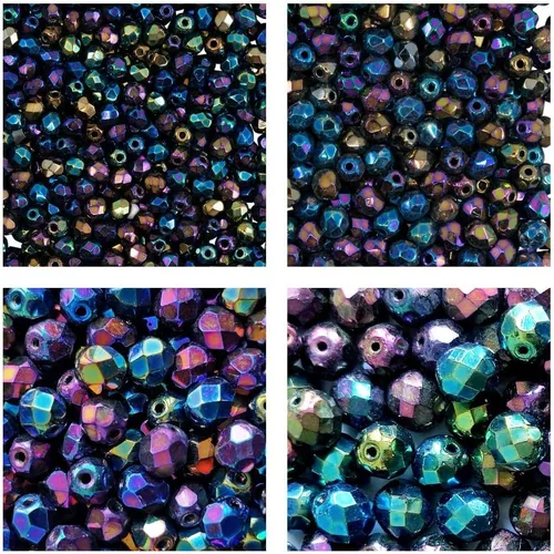 Vista 16 de Juego de cuentas de cristal checo pulido al fuego en color aguamarina AB para la fabricación de joyas y manualidades - diferentes tamaños 0.118 in