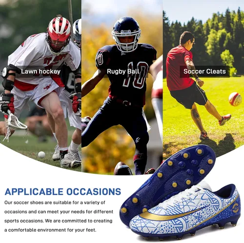 Vista 7 de GRESKY Tacos de fútbol para hombre y mujer, zapatos de fútbol para interiores y exteriores AGTF