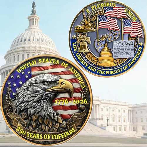 Vista 12 de America - Moneda conmemorativa del 250 aniversario, desafío de 250 aniversario de Estados Unidos, para patriotismo, moneda de aniversario