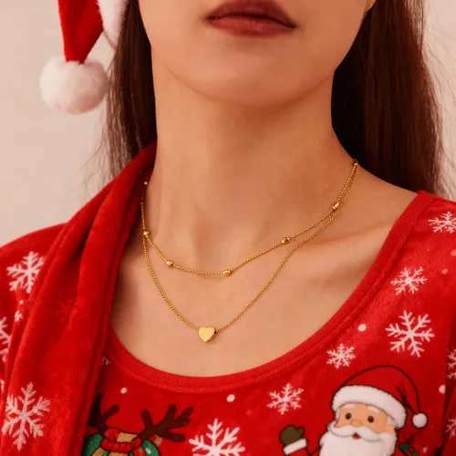 Vista 2 de Tgirls Gargantilla de cobre en capas, collares con colgante de corazón, collar de bola, joyería para mujer