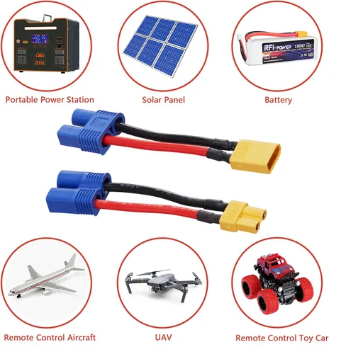 Vista 4 de XT30 a EC3 Adaptador Conector Macho Hembra para RC FPV Drone Coche Cargador de Batería Lipo NiMH ESC (Paquete de 4) Adecuado para RC FPV Drone Car