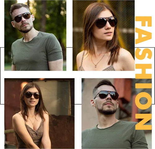 Vista 2 de JIM HALO Gafas de sol polarizadas de aviador para hombres y mujeres, gafas de conducción de plástico de gran