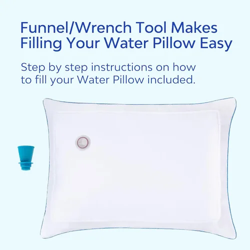 Vista 5 de Mediflow Elite - Almohada de agua de plumón, 90% de relleno de plumón, almohada ajustable para aliviar el dolor de cuello para dormir de lado