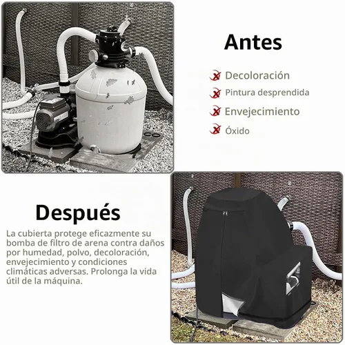Vista 5 de Bitubi Cubierta de invierno para bomba de filtro de arena con forro de felpa, cubierta impermeable para bomba de piscina, protege de la nieve severa