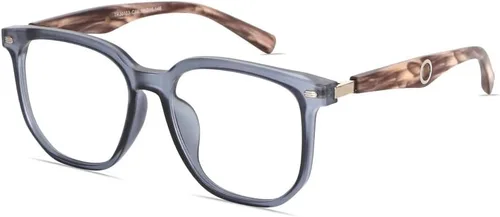 Vista 8 de Gafas de luz azul cuadrado de madera Bloomveil B1 Lente de luz azul/montura gris