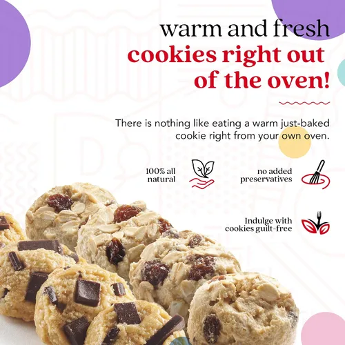 Vista 6 de David's Cookies - Masa congelada de galletas con trozos de chocolate y avena con pasas, premoldeada, 96