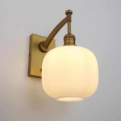 Vista 8 de Pathson Milk White Glass Wall Sconce with Switch, Hardwired Wall Vanity Light, Mid-Century Vintage Wall Lamp Fixture or Living Room Farmhouse