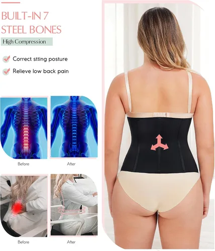 Vista 5 de MERYOSZ Entrenador de cintura para mujer, faja de control de abdomen, faja de compresión de malla, moldeador de cuerpo, corsé deportivo