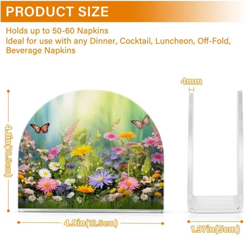 Vista 3 de Servilletero de mariposa de primavera para mesas, servilleteros de acrílico transparente para servilleteros de cóctel para cocina, restaurante, bar
