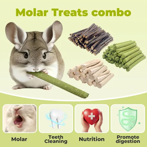 Vista 2 de Palitos de manzana de 8.82 oz de madera molar natural, juguetes para animales pequeños, conejos, conejos, hámster, rata, chinchillas