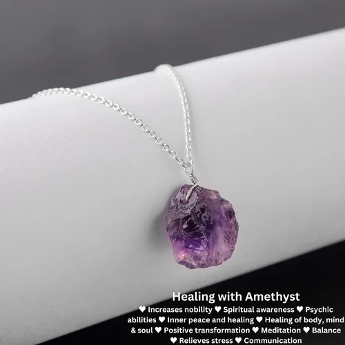 Vista 5 de Collar de piedras preciosas en bruto con piedras de nacimiento 1 Plata