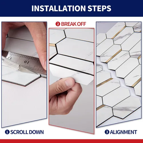 Vista 5 de Art3dwallpanels Azulejo hexagonal para salpicaduras para despegar y pegar