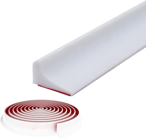 Vista 9 de Presa de agua para umbral de ducha, barrera impermeable de silicona autoadhesiva para baño y cocina, ducha, protección para separación seca y Negro