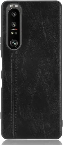 Vista 2 de Funda para Sony Xperia 1 III, piel sintética retro ultra delgada, a prueba de golpes, para Sony Xperia 1 III 5G XQ-BC52 XQ-AC52 XQ-BC42 XQ-BC62 Negro