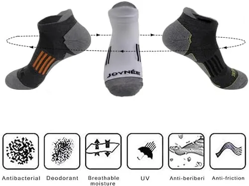 Vista 5 de JOYNÉE 6 pares de calcetines deportivos para hombre, transpirables, cómodos, de corte bajo, calcetines para correr