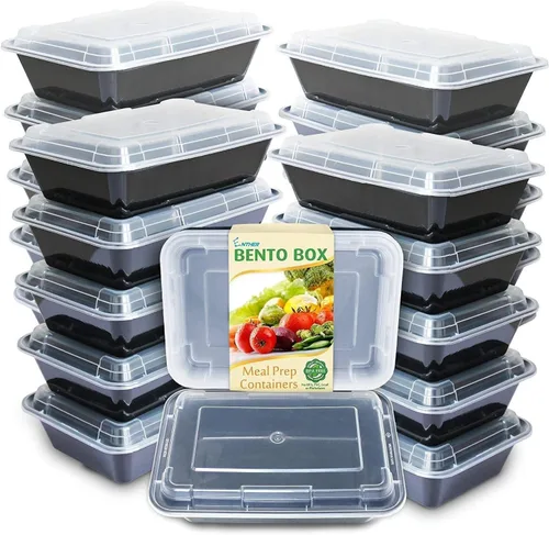 Vista 13 de Recipientes para comida preparada Enther 12 Pack 1 compartimento con tapa única, contenedores de almacenamiento de alimentos Bento, libres de BPA