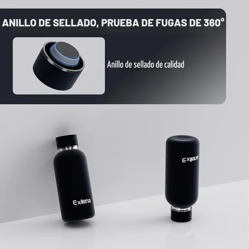 Vista 3 de Exllena Botella de agua pequeña de 12 onzas con clip, doble pared de acero inoxidable al vacío, pequeña botella de agua aislada que mantiene