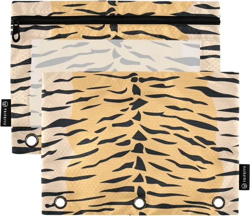 Vista 25 de Estuche de béisbol blanco para lápices de 3 anillas, paquete de 2 carpetas para lápices, estuche transparente con cremallera, bolsa de cosméticos
