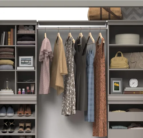 Vista 2 de ClosetMaid Kit de estante de almacenamiento modular y barra para colgar, color gris pardo