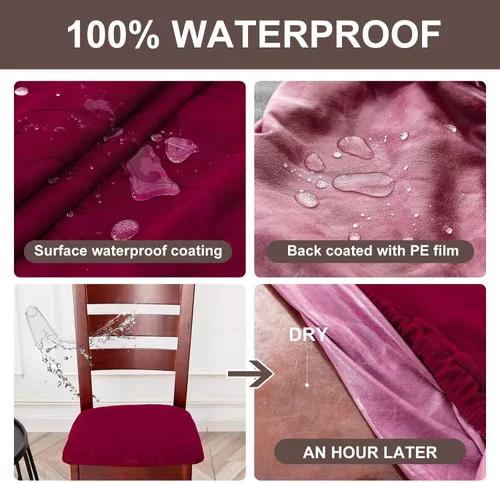 Vista 3 de Genina Fundas impermeables de asiento para silla de comedor, fundas elásticas para sillas de comedor, fundas protectoras para sillas de cocina