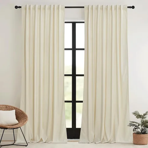 Vista 37 de RYB HOME Cortinas elegantes de terciopelo verde de 63 pulgadas de largo, bloqueo de luz, aislamiento térmico, elegantes cortinas de terciopelo