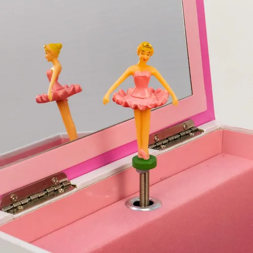 Vista 4 de Caja de música bailarina de 2 cajones con collar de bailarina de color plateado
