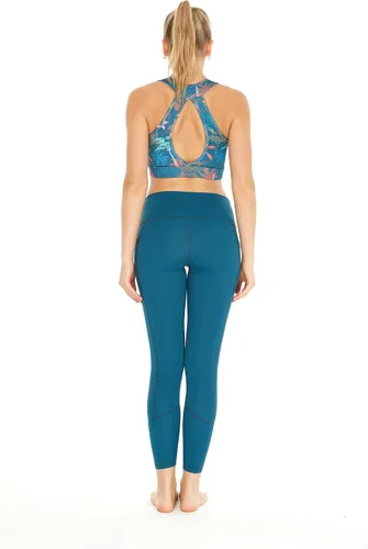 Vista 2 de Conjunto deportivo deportivo para mujer con estampado de brasier y leggings sólidos