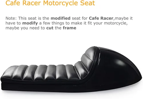 Vista 8 de 0391 Asiento de joroba para motocicleta Cafe Racer, todo en negro (acabado negro brillante, se requiere modificación del subchasis)