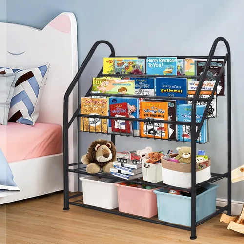 Vista 2 de aboxoo Estantería de metal para niños, grande, independiente, para habitación de los niños, organizador de juguetes de 32 pulgadas, estantería