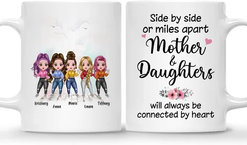 Vista 27 de Gossby Taza personalizada para madre y 1 hija, como madre como hija, regalos para madre, mejores tazas de café para madre, taza personalizada