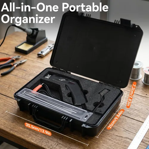 Vista 2 de Preciva Kit de cortador de espuma para cuchillo caliente con funda, herramienta de corte de espuma eléctrica, juego de 8 cuchillas, pantalla