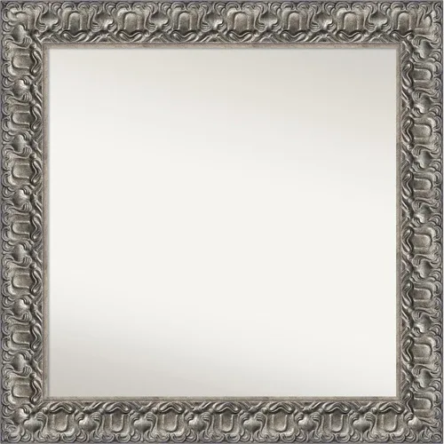 Vista 355 de Amanti Art Espejo de baño plateado para sobre fregadero, 26 x 26 pulgadas, espejo cuadrado de níquel pulido, marco de madera tradicional mediano, se