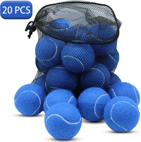 Vista 2 de SHYUJAJIE Tennis Ball,20 Pack Practice Balls Bulk,Dog Balls with Mesh Bag Azul oscuro