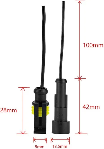Vista 2 de ESUPPORT 1 Pin Way Auto Impermeable Conector Eléctrico Enchufe Kit con Alambre AWG Calibre Marina Paquete de 10 Auto Sealed Electrical Plugs Male