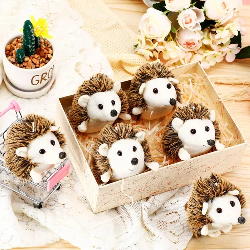 Vista 3 de Zubebe Mini erizo de juguete a granel, regalo de fin de año, regalo de fin de año, peluche de 4 pulgadas, pequeño recuerdo de fiesta, llavero