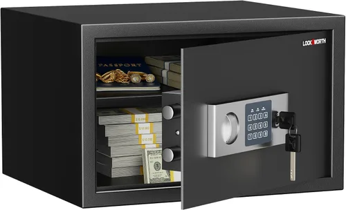 Vista 9 de Caja fuerte Locksworth para el hogar, caja de seguridad de 0.7 pies cúbicos, caja de bloqueo para dinero, joyería, documentos y armas, caja fuerte
