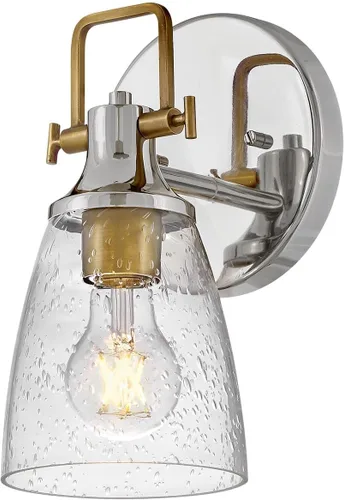 Vista 8 de Hinkley Easton 51270PN - Accesorio de tocador de baño de una sola luz, industrial moderno, pantalla de vidrio transparente, se monta hacia arriba