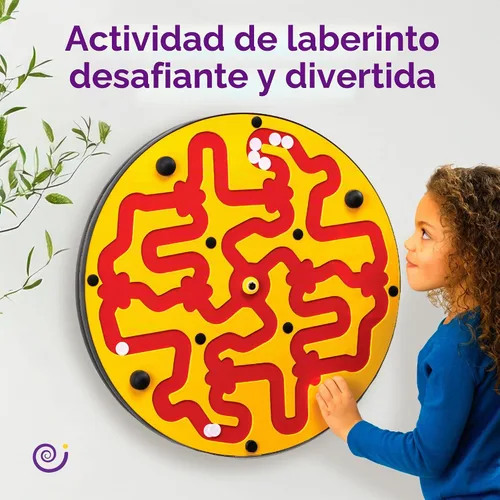 Vista 3 de Amazer - Tabla de actividades de pared para niños pequeños, actividad interactiva de pared para niños, juego colorido de rueda de laberinto Azul