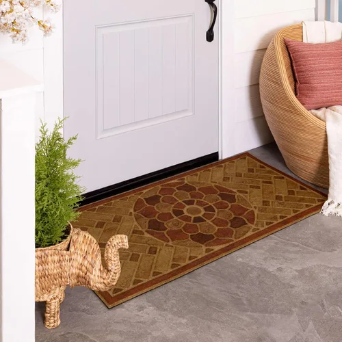 Vista 4 de Mohawk Home Stoney Medallion - Tapete de arcilla ornamental informal de 2 x 4 pies, perfecto para porche, garaje